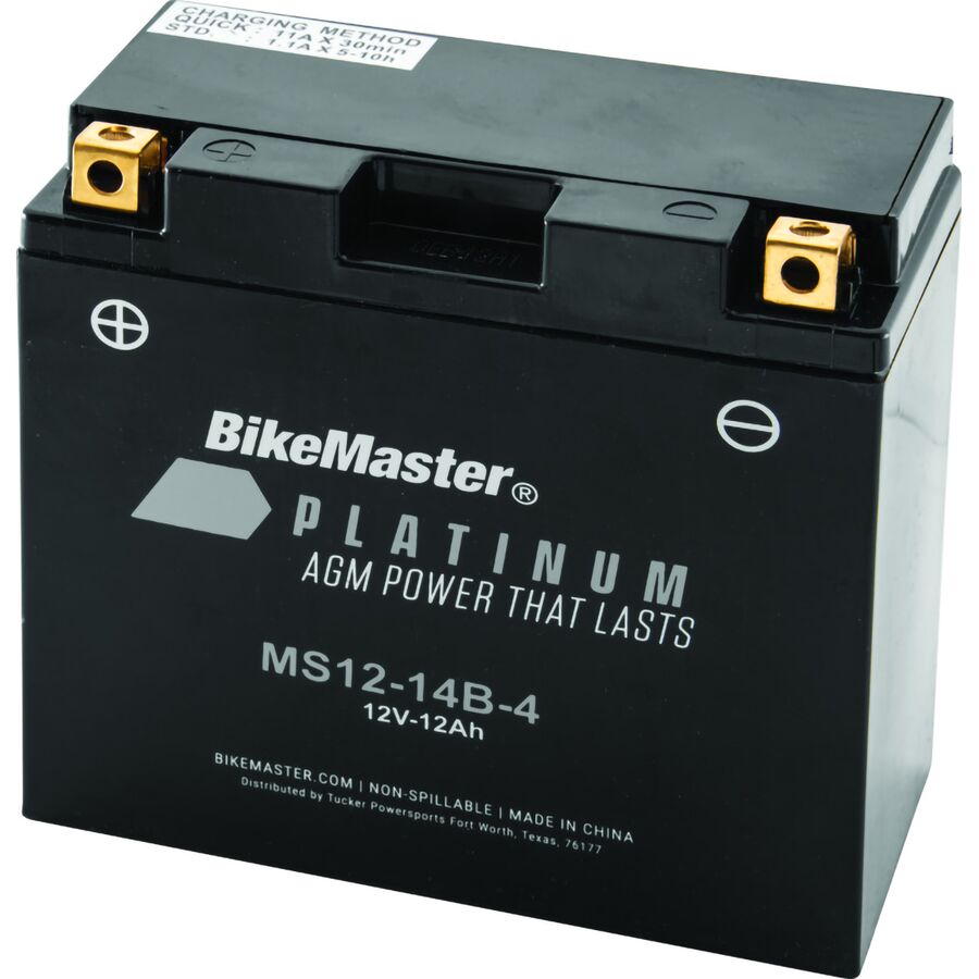 BikeMaster Platinum AGM Battery - Yuasa: YT14B-BS