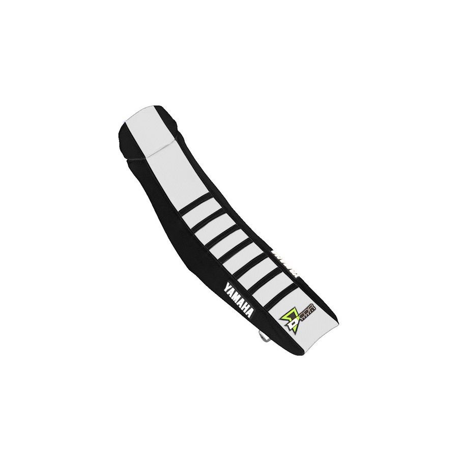 D'COR Visuals Gripper Seat Cover - Yamaha - Black/White With Black Ribs