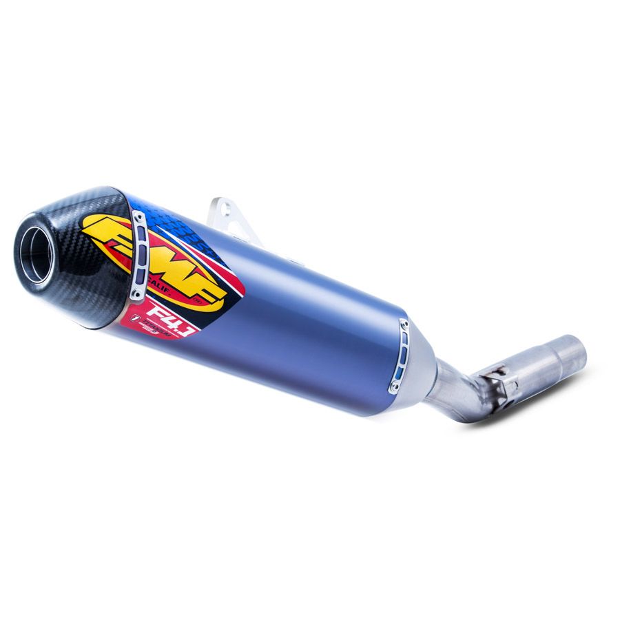 FMF Factory 4.1 RCT Slip-On Exhaust - Blue Anodized Titanium With Titanium Mid Pipe And Carbon Fiber End Cap