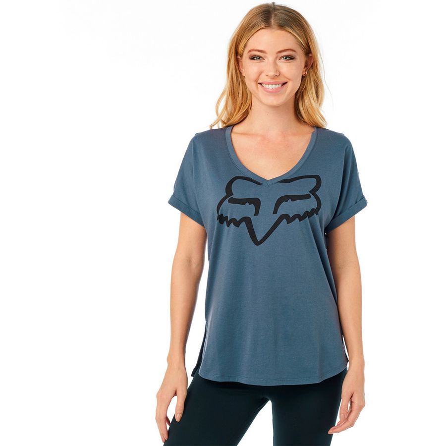 Fox Racing Responded Womens V-Neck Short Sleeve T-Shirt Bone