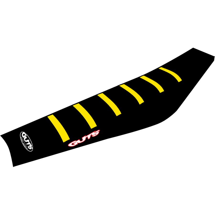 Guts Racing Ribbed Seat Cover - Black/Black/Yellow, Stock