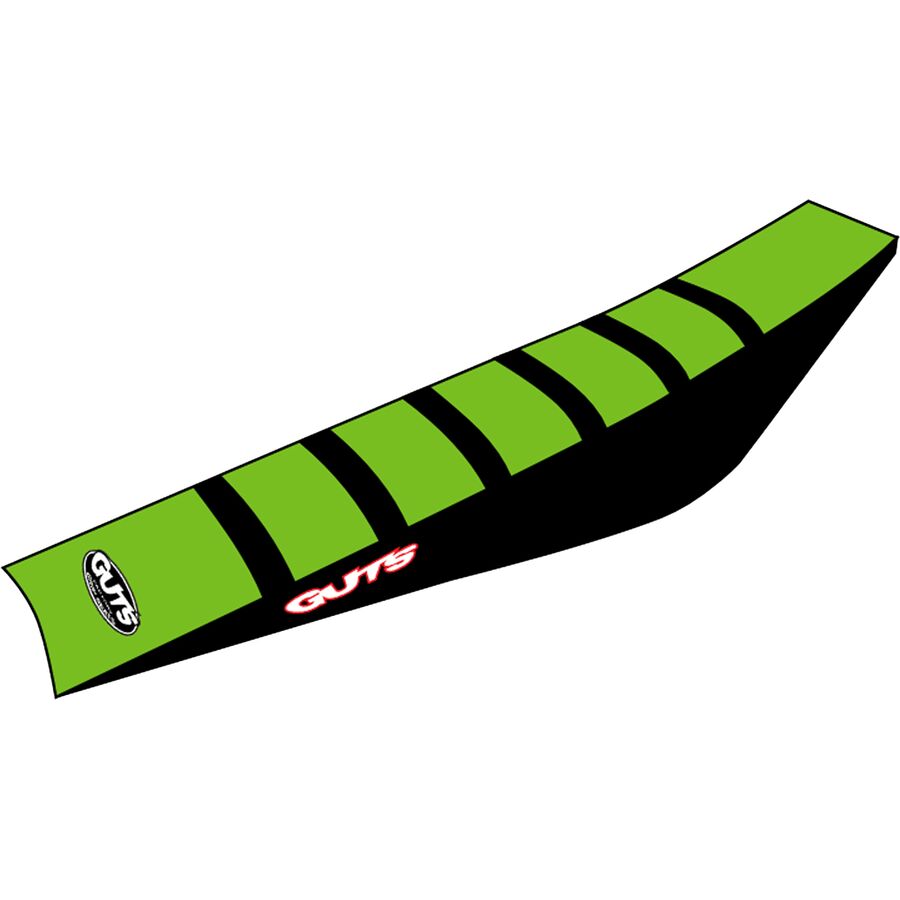 Guts Racing Ribbed Seat Cover - Black/KX Green/Black, Stock
