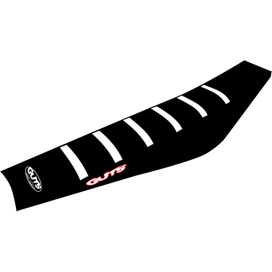 Guts Racing VS Ribbed Seat Cover - Black/Black/White, Stock