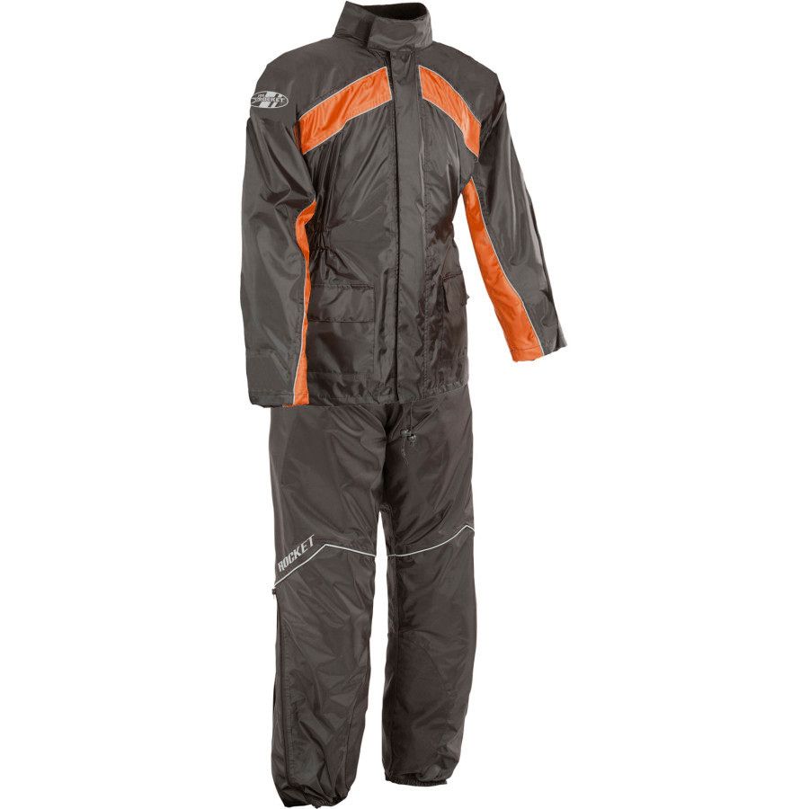 FLY STREET Black//Orange 2-Piece Motorcycle Rainsuit Choose Size
