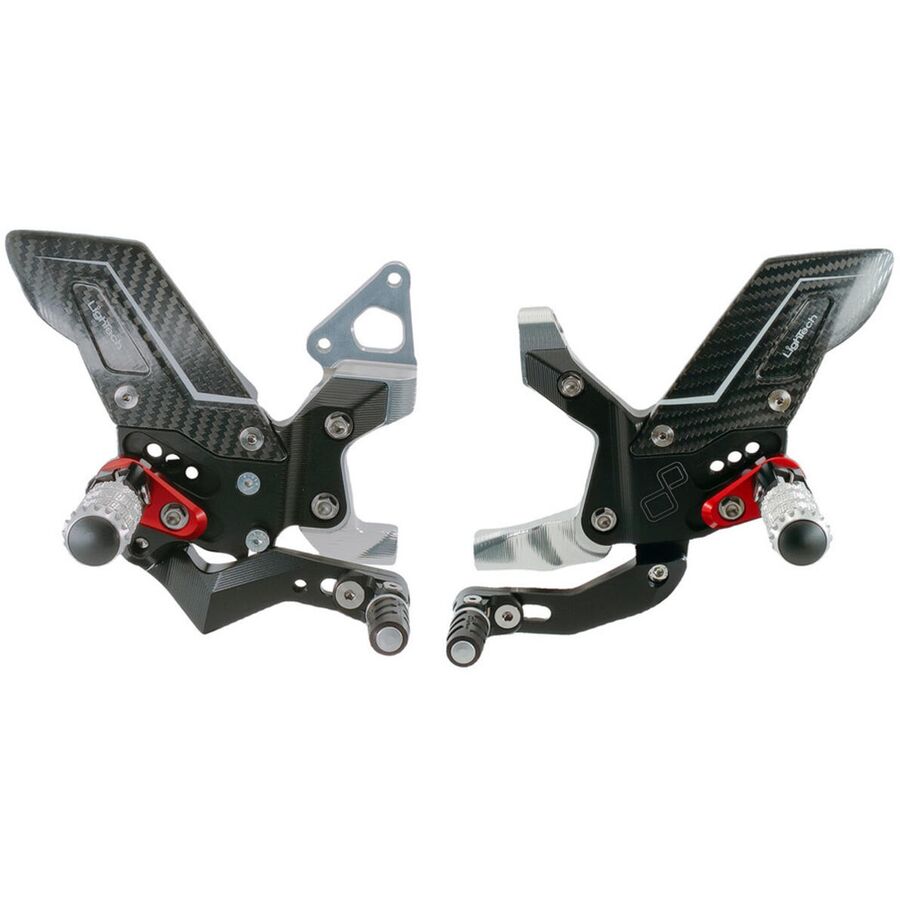 LighTech R Series Adjustable Rearsets - Black, Standard Shift