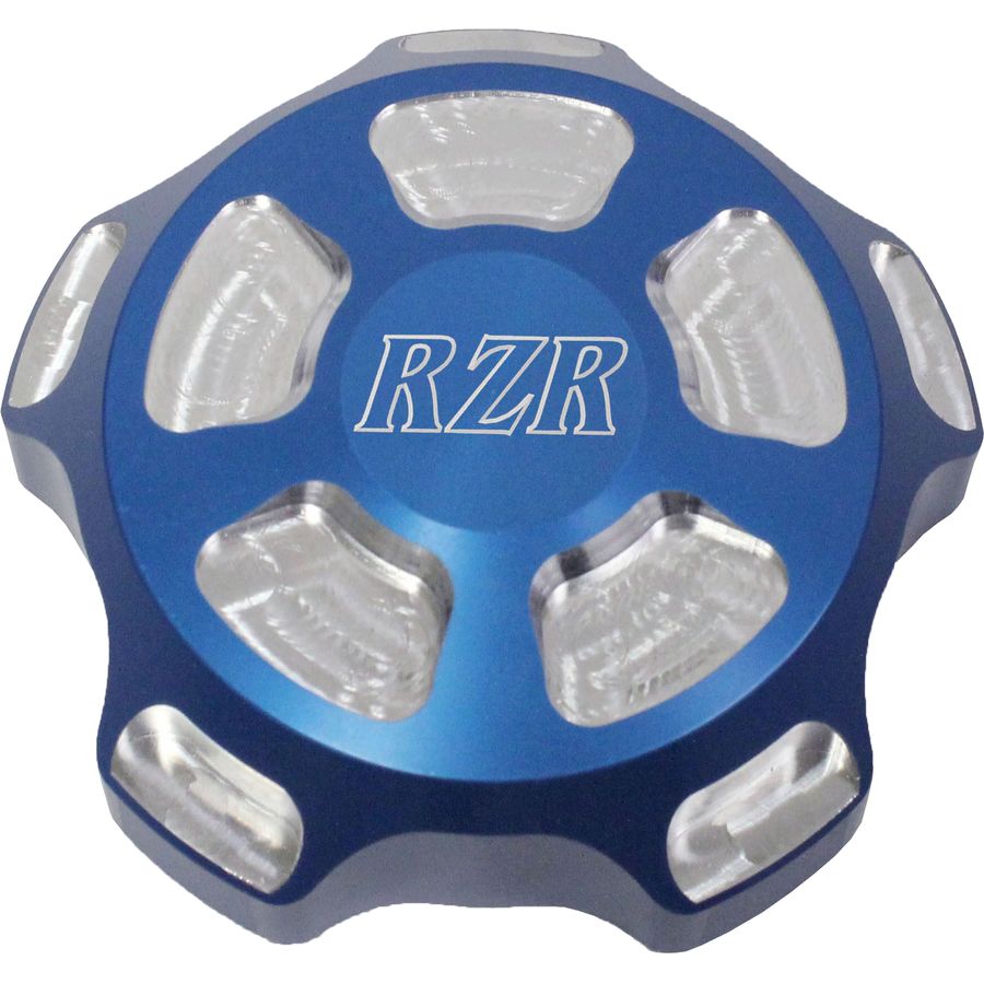 Modquad Polaris RZR Billet Gas Cap - Blue/Machined, Logo