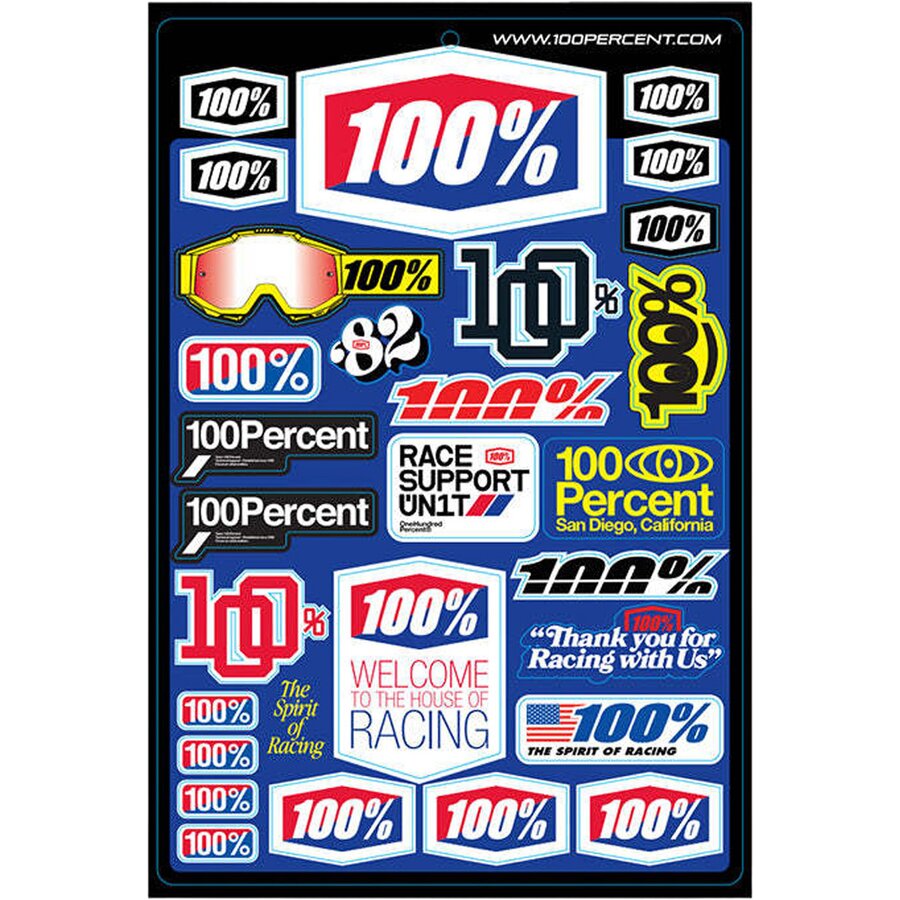 100% Decal Sheet - Multicolor, 12in x 18in
