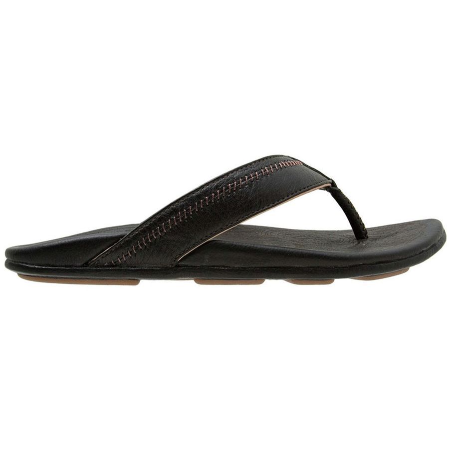 Men/'s Shoes OluKai Hiapo Premium Leather Sandal 10101-4040 Black New
