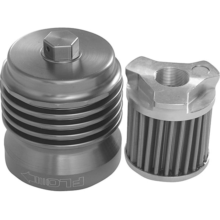 PC Racing Flo Reusable Spin-On Oil Filter - Silver