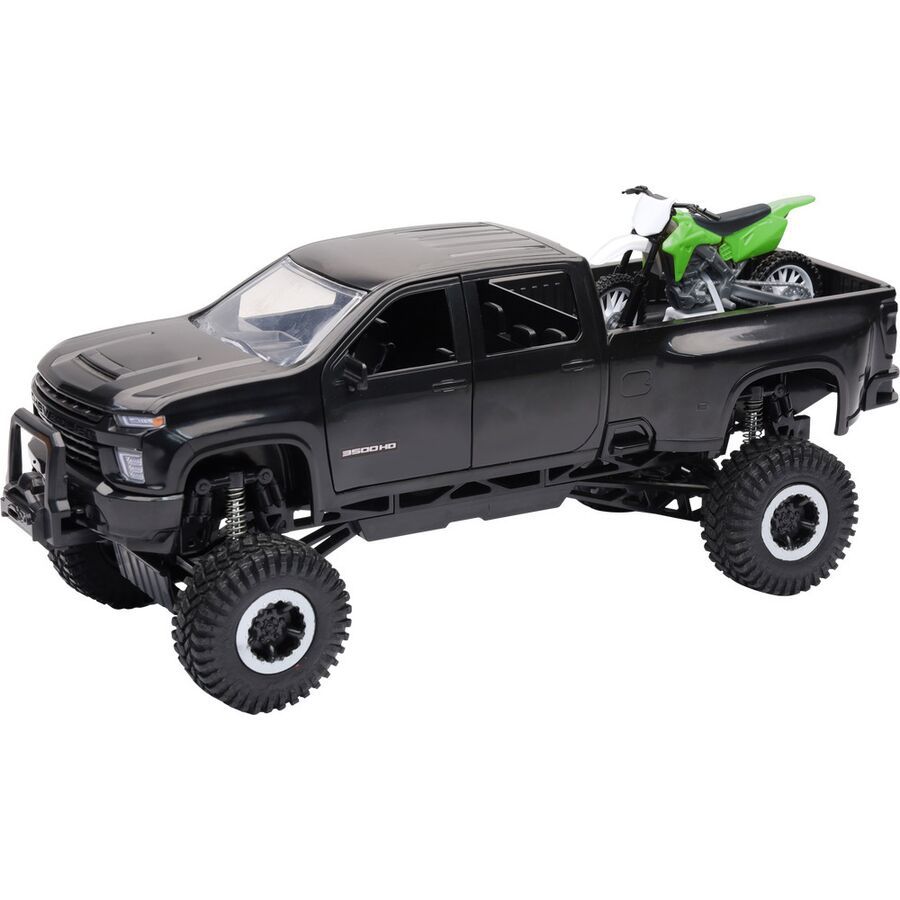 New Ray Toys 1:20 Chevrolet 3500 HD With Bike - Black/Green