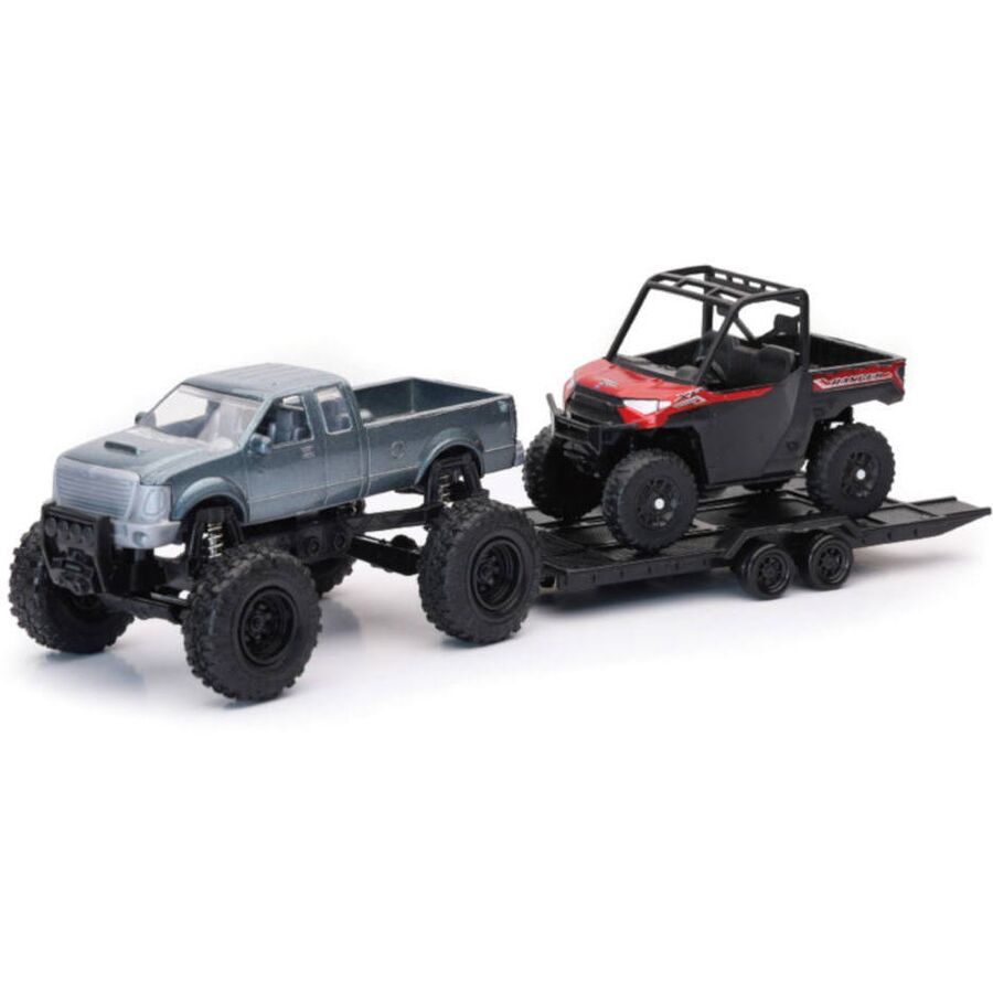 New Ray Toys 4X4 Pick-Up Truck & Polaris Ranger Set - Silver/Red