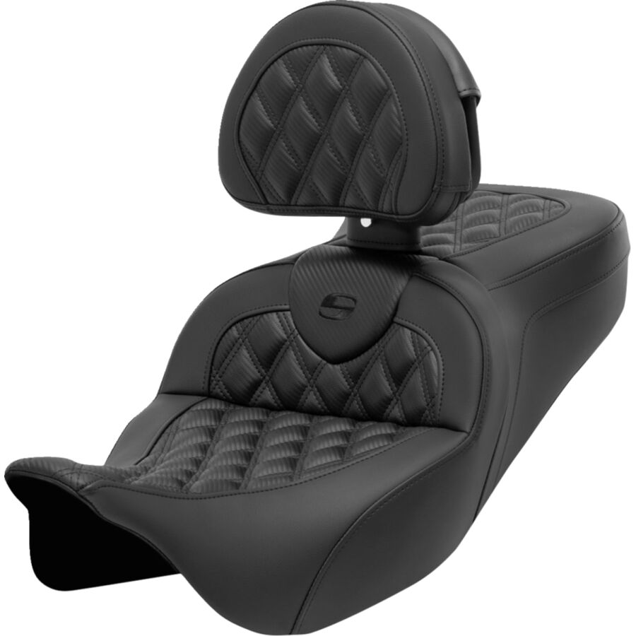 Saddlemen Road Sofa Seat With Backrest - Carbon Fiber Lattice Stitched