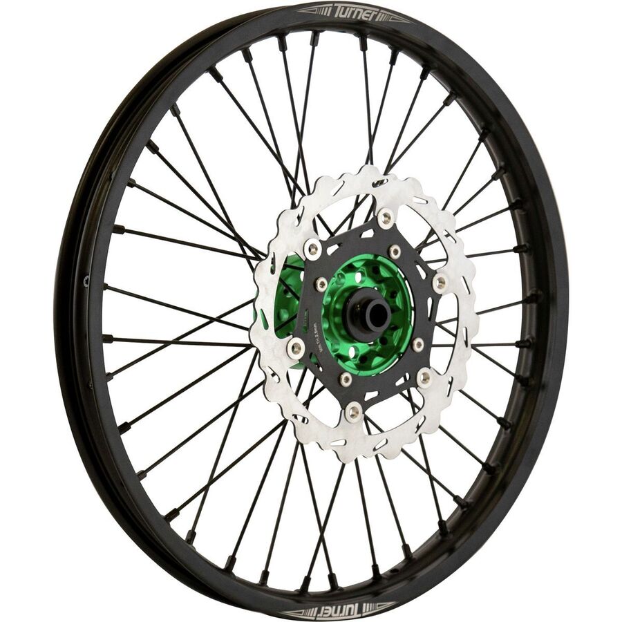 Turner Performance Products Titan Complete Front Wheel - Green Hub/Black Rim, 1.60in x 21in