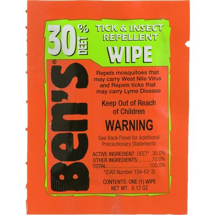Adventure Medical Ben's 30 Deet Tick & Insect Repellent Field Wipe - 12 Pack