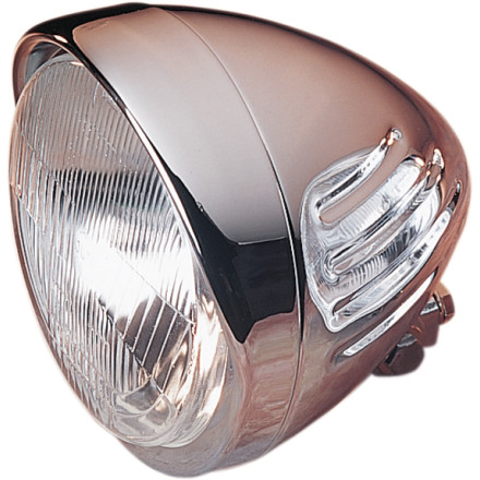 Drag Specialties Custom Springer Style Headlight With Visor And Grooves