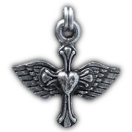 Guardian Bell Heart Cross with Wings Zipper Pull Guardian Bell Heart Cross with Wings Zipper Pull