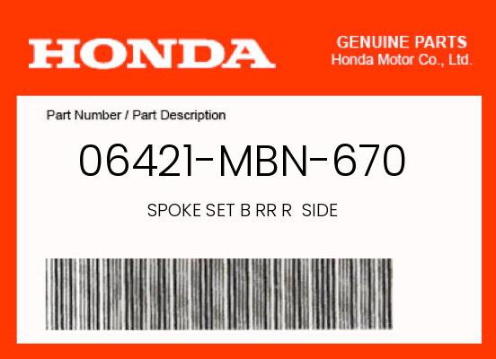 2002 Honda XR650R OEM Part 06421-MBN-670
