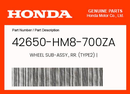 0 Honda OEM Part 42650-HM8-700ZA