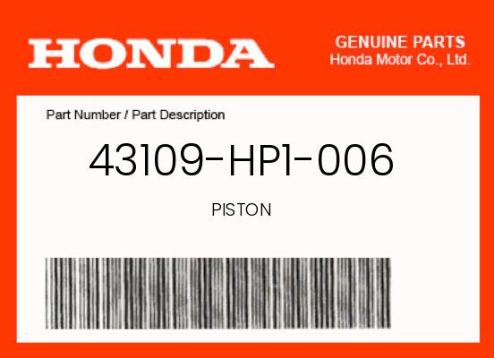 2006 Honda OEM Part 43109-HP1-006