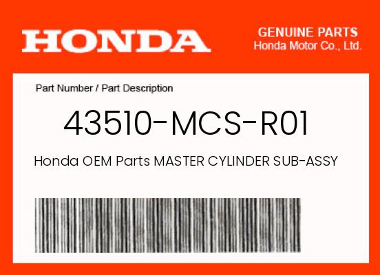 0 Honda OEM Part 43510-MCS-R01
