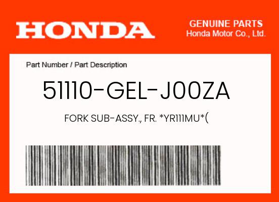 2007 Honda CRF50F OEM Part 51110-GEL-J00ZA