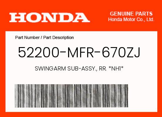 0 Honda OEM Part 52200-MFR-670ZJ