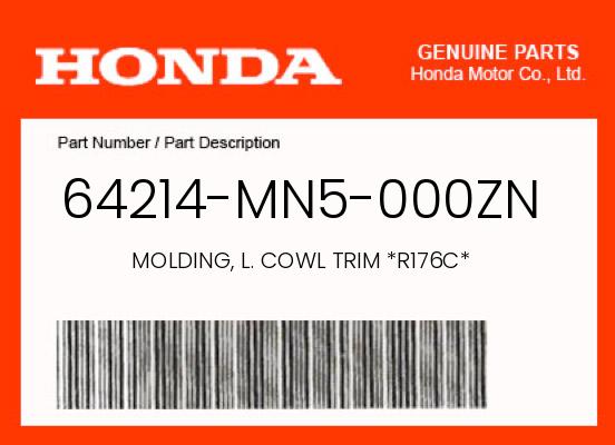 0 Honda OEM Part 64214-MN5-000ZN