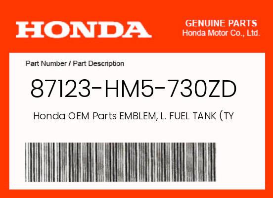 0 Honda OEM Part 87123-HM5-730ZD