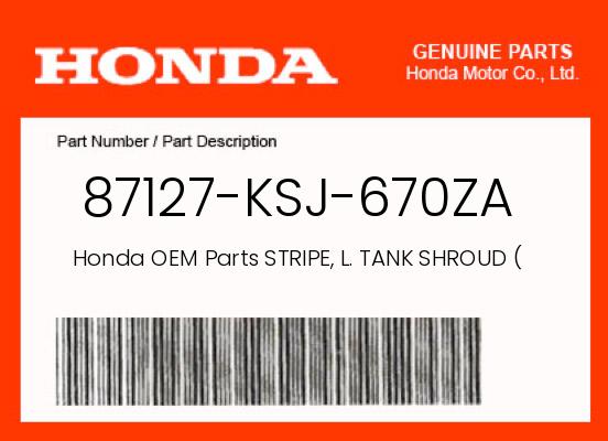 0 Honda OEM Part 87127-KSJ-670ZA