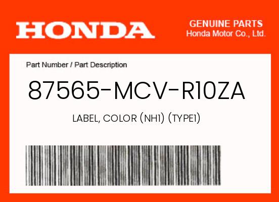 0 Honda OEM Part 87565-MCV-R10ZA