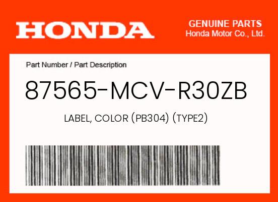 0 Honda OEM Part 87565-MCV-R30ZB