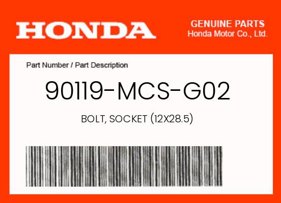 2013 Honda ST1300A OEM Part 90119-MCS-G02
