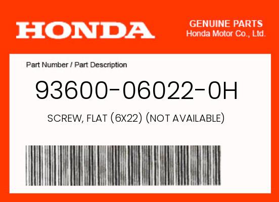 0 Honda OEM Part 93600-06022-0H