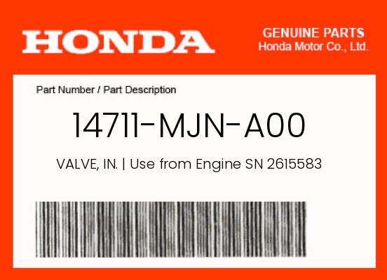0 Honda OEM Part 14711-MJN-A00