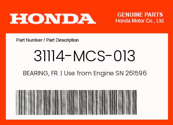 2012 Honda ST1300A OEM Part 31114-MCS-013