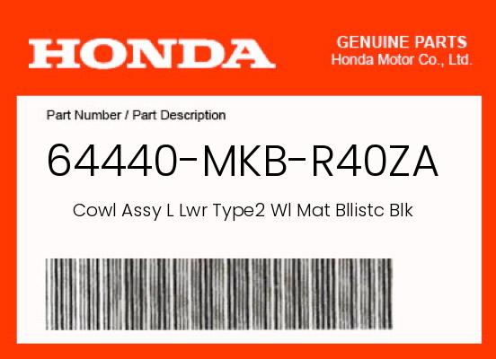 0 Honda OEM Part 64440-MKB-R40ZA