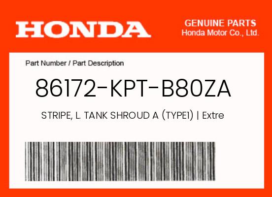 0 Honda OEM Part 86172-KPT-B80ZA