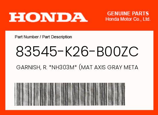 0 OEM Part 83545-K26-B00ZC