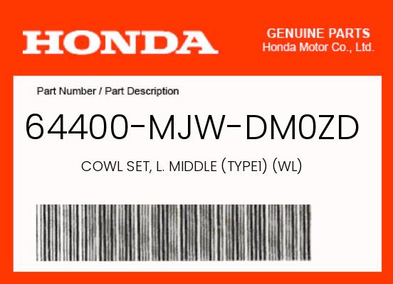 0 Honda OEM Part 64400-MJW-DM0ZD
