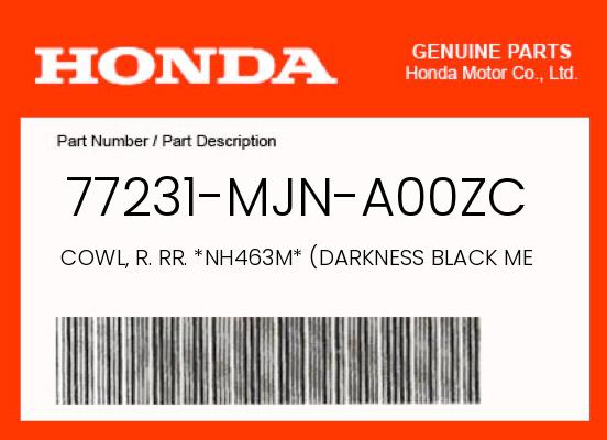 0 Honda OEM Part 77231-MJN-A00ZC