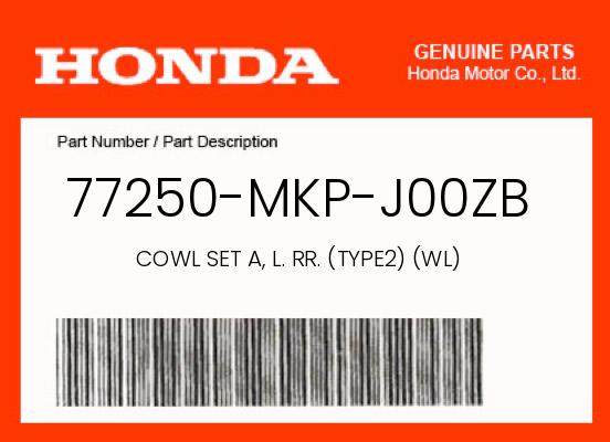0 Honda OEM Part 77250-MKP-J00ZB