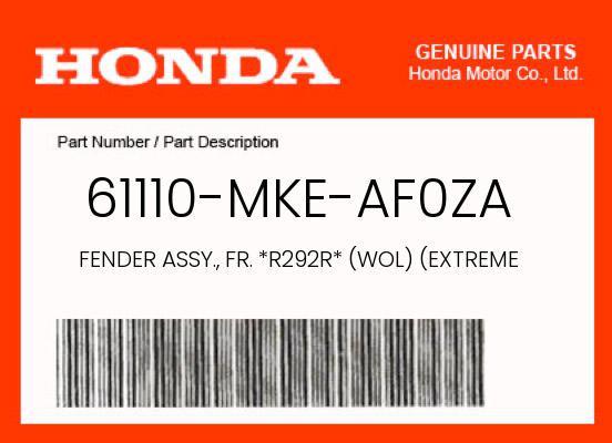 FENDER ASSY., FR. *R292R* (WOL) (EXTREME RED) undefined