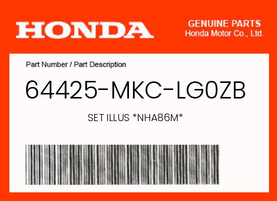 0 Honda OEM Part 64425-MKC-LG0ZB