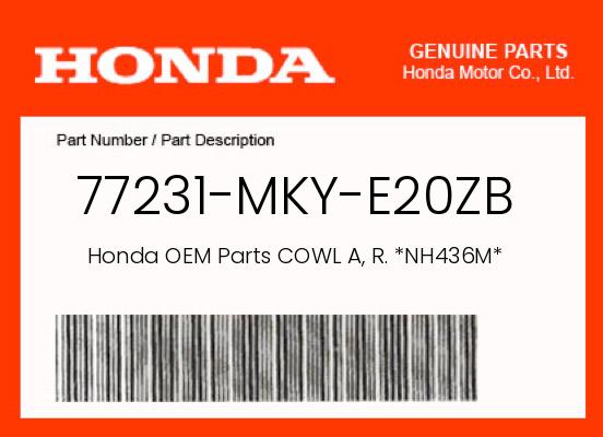 0 Honda OEM Part 77231-MKY-E20ZB
