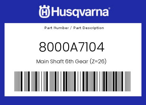 0 Husqvarna OEM Part 8000A7104