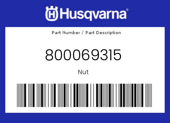 0 Husqvarna OEM Part 800069315