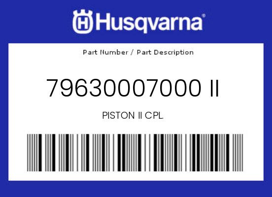 0 Husqvarna OEM Part 79630007000 II