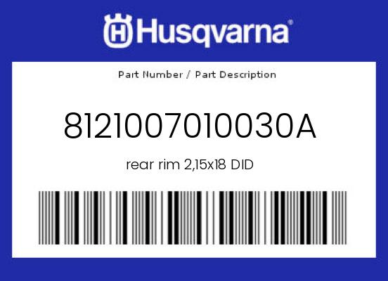0 Husqvarna OEM Part 8121007010030A