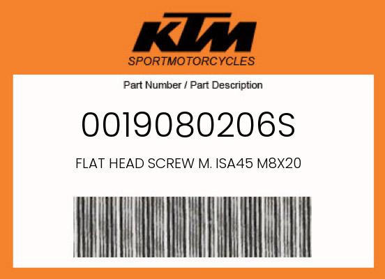 FLAT HEAD SCREW M. ISA45 M8X20 undefined
