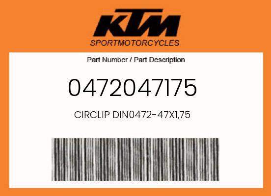 2018 KTM OEM Part 0472047175